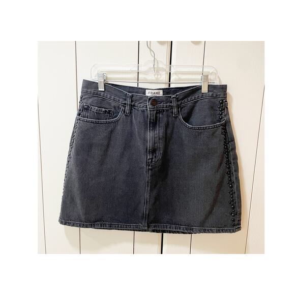 Frame studded gray Motif Denim Mini Skirt in Dryden Size 33 - Picture 1 of 7